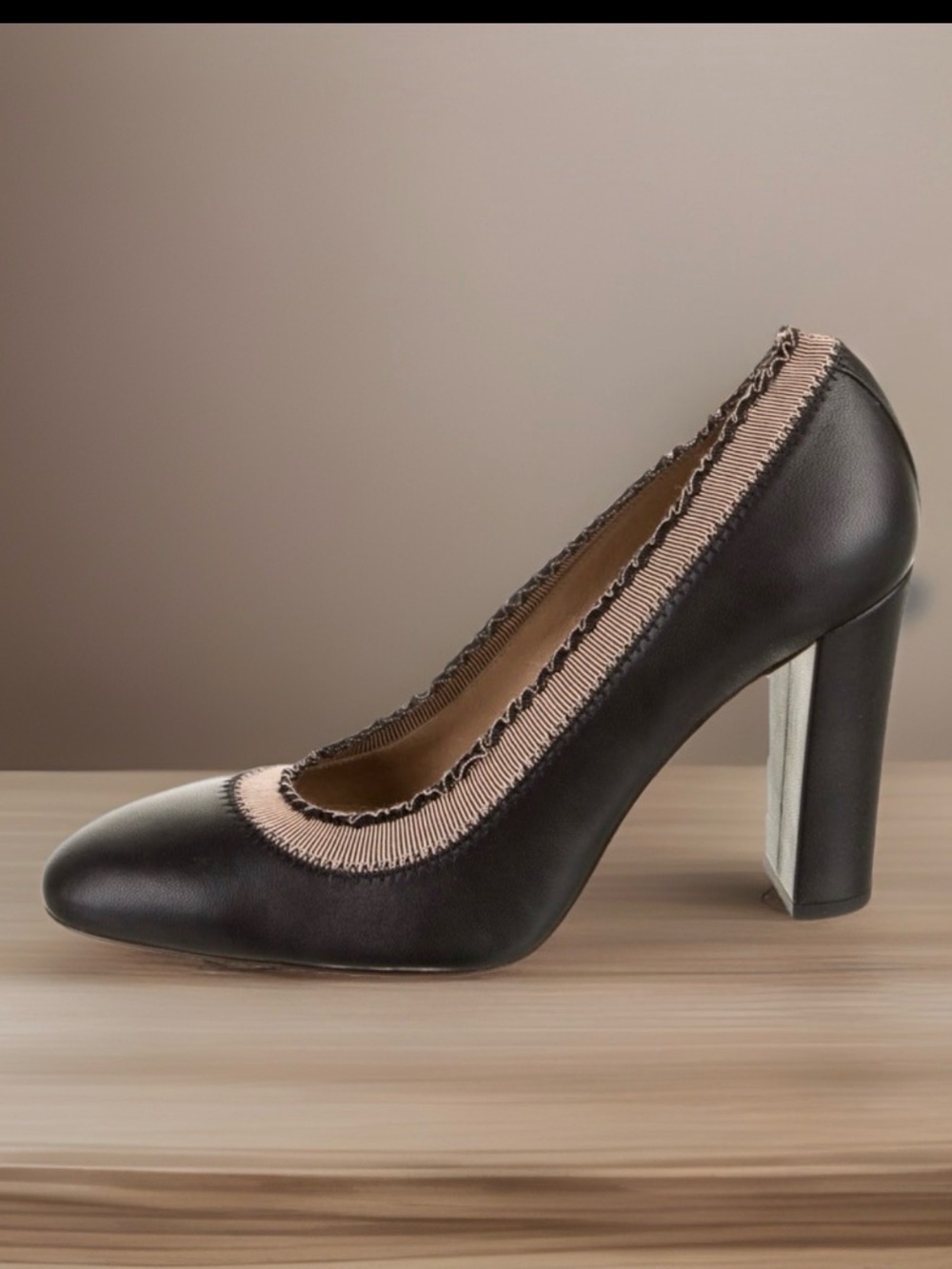 Ulla Johnson Elise Lamb Ruffle Trim Detail Black Leather Pumps NIB~39